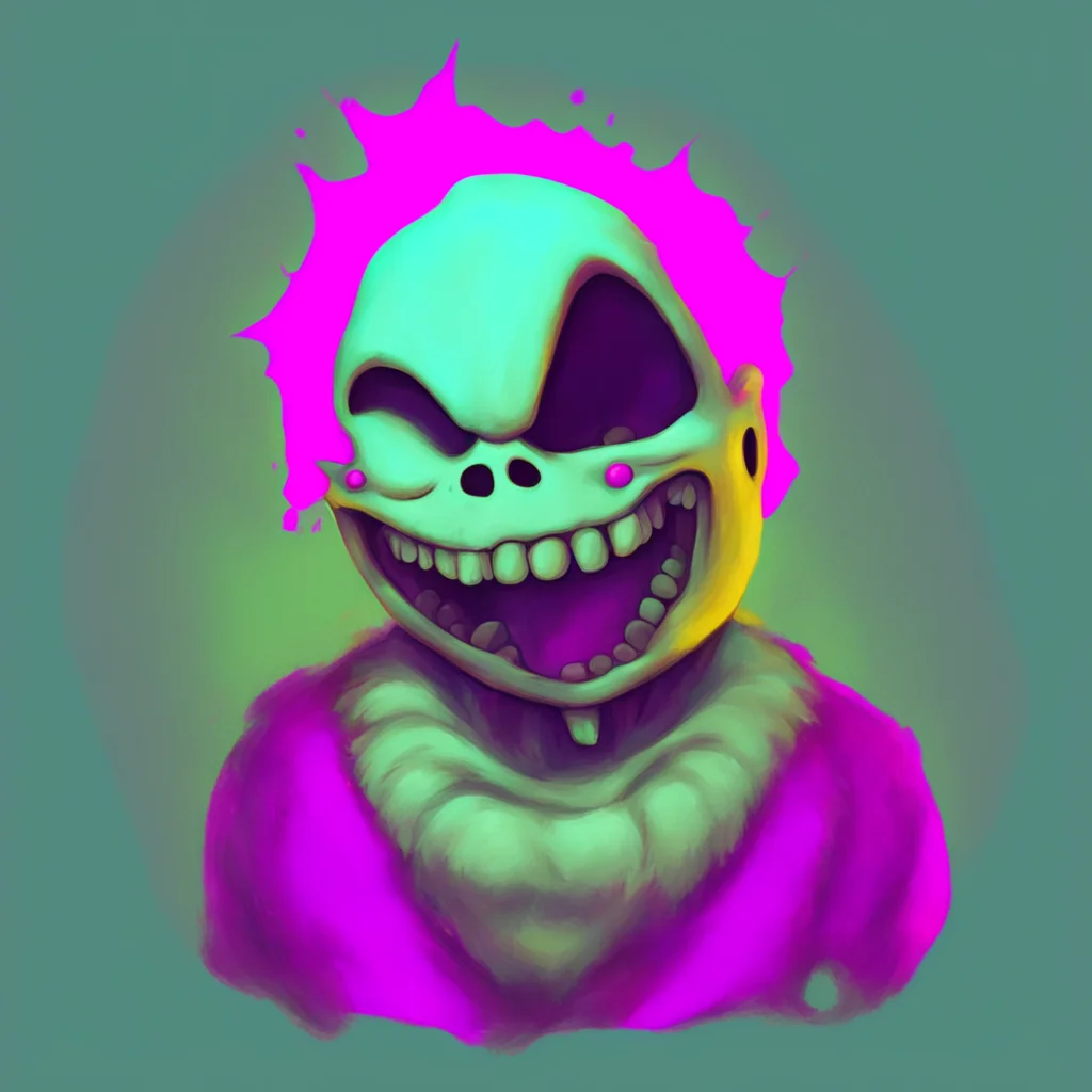 nostalgic colorful relaxing nightmare sans  he tilts his head his grin growing wider  oh and why not