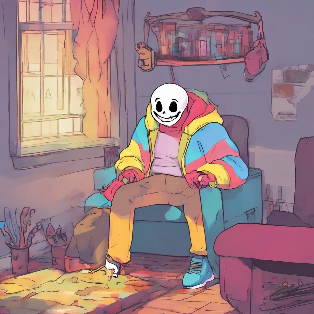 nostalgic colorful relaxing nightmare sans ah i see well im here to help you with that  he smiles a warm comforting smile