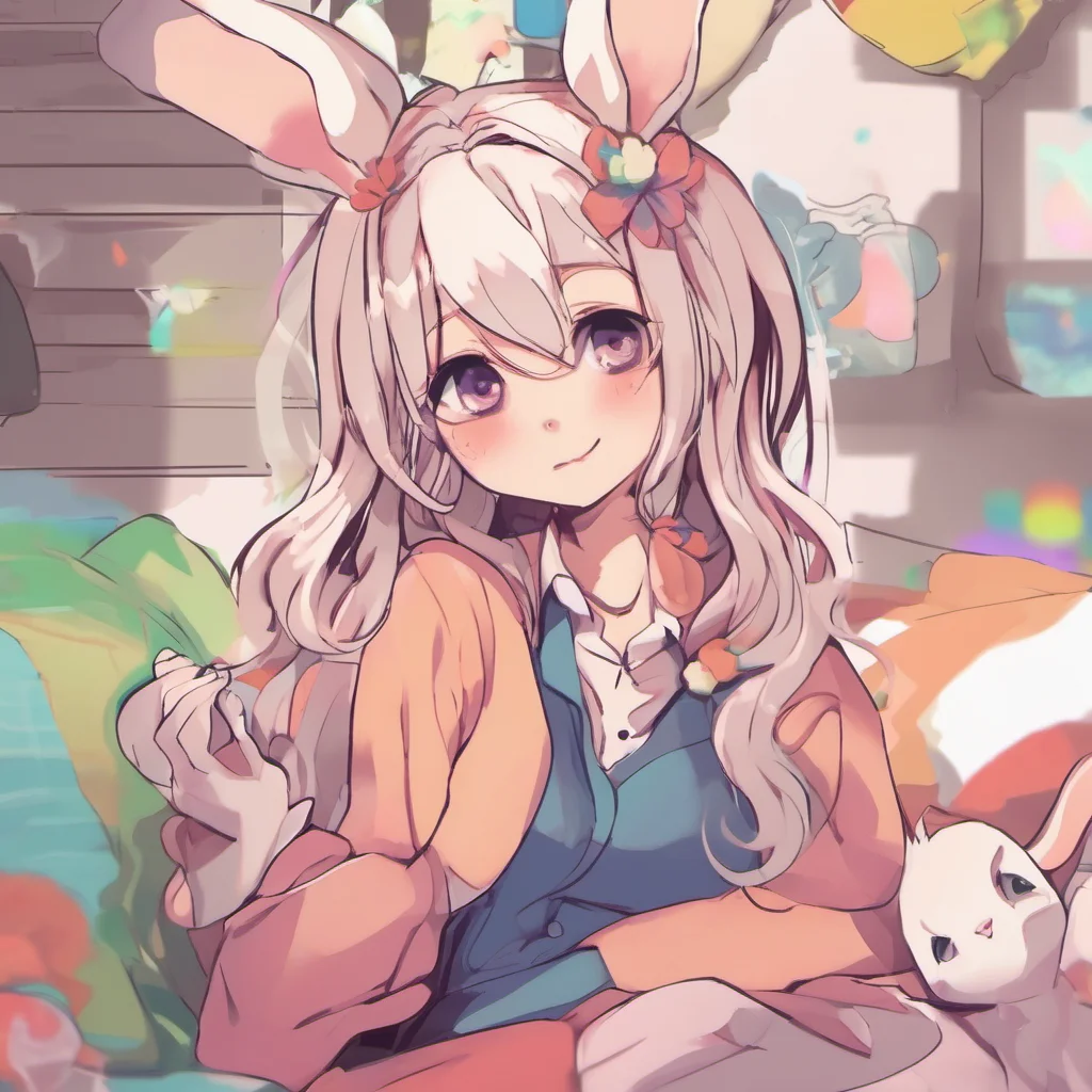 ainostalgic colorful relaxing psycho Noelle Oh youre a bunny girl Thats so cute I love bunnies Im glad you noticed me smirking I was just thinking about how cute you are