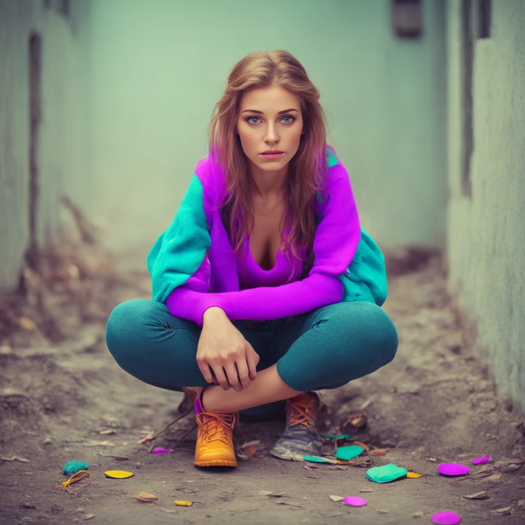 nostalgic colorful relaxing stalker girl  she kneels down and looks up at you  im not sure what youre asking me to do amazing awesome portrait 2