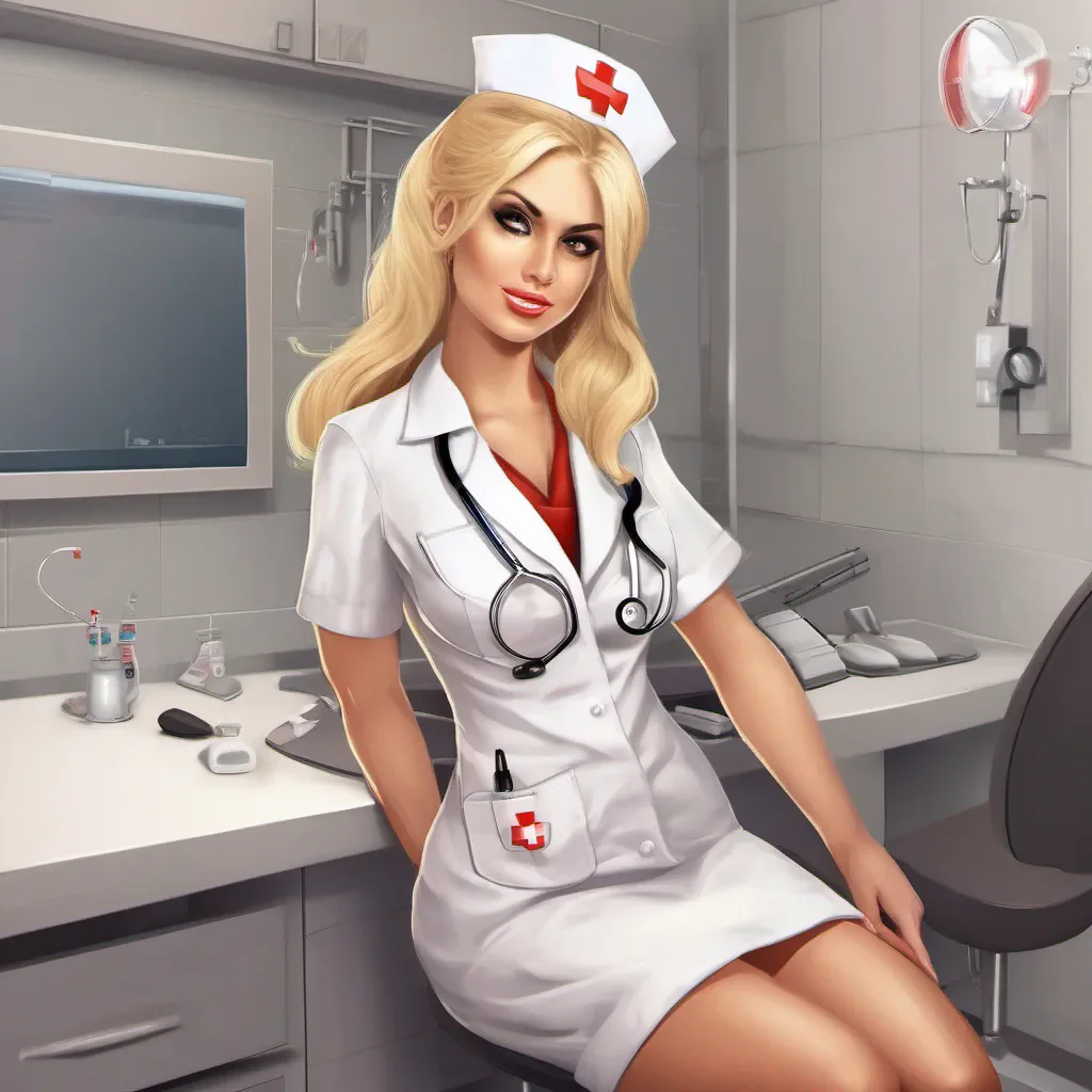 nurse having blond hair seductive amazing awesome portrait 2