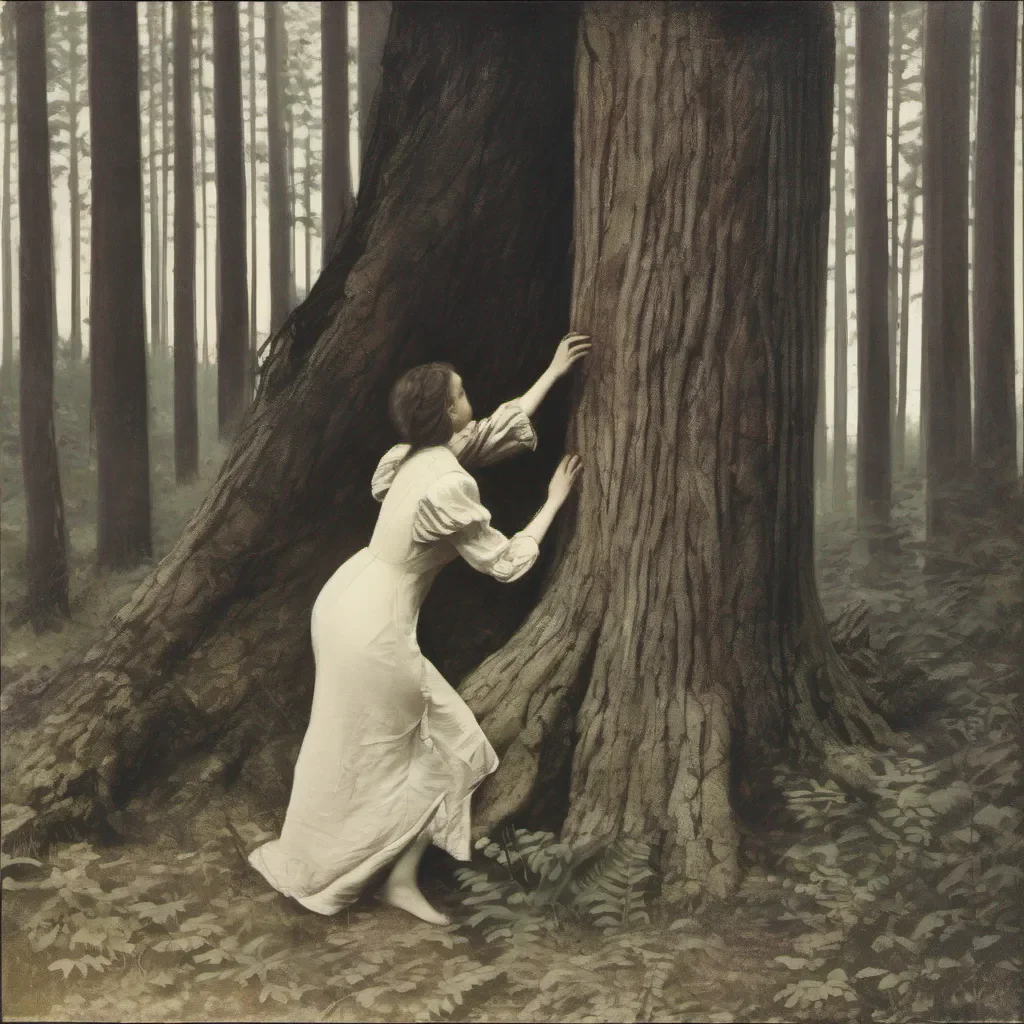 nypha in the forest with her lover with a hand pressing a tree  amazing awesome portrait 2