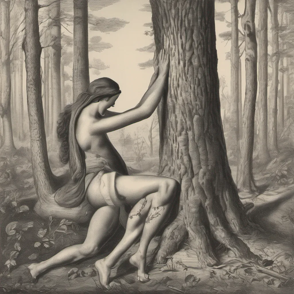 ainypha in the forest with her lover with a hand pressing a tree  confident engaging wow artstation art 3