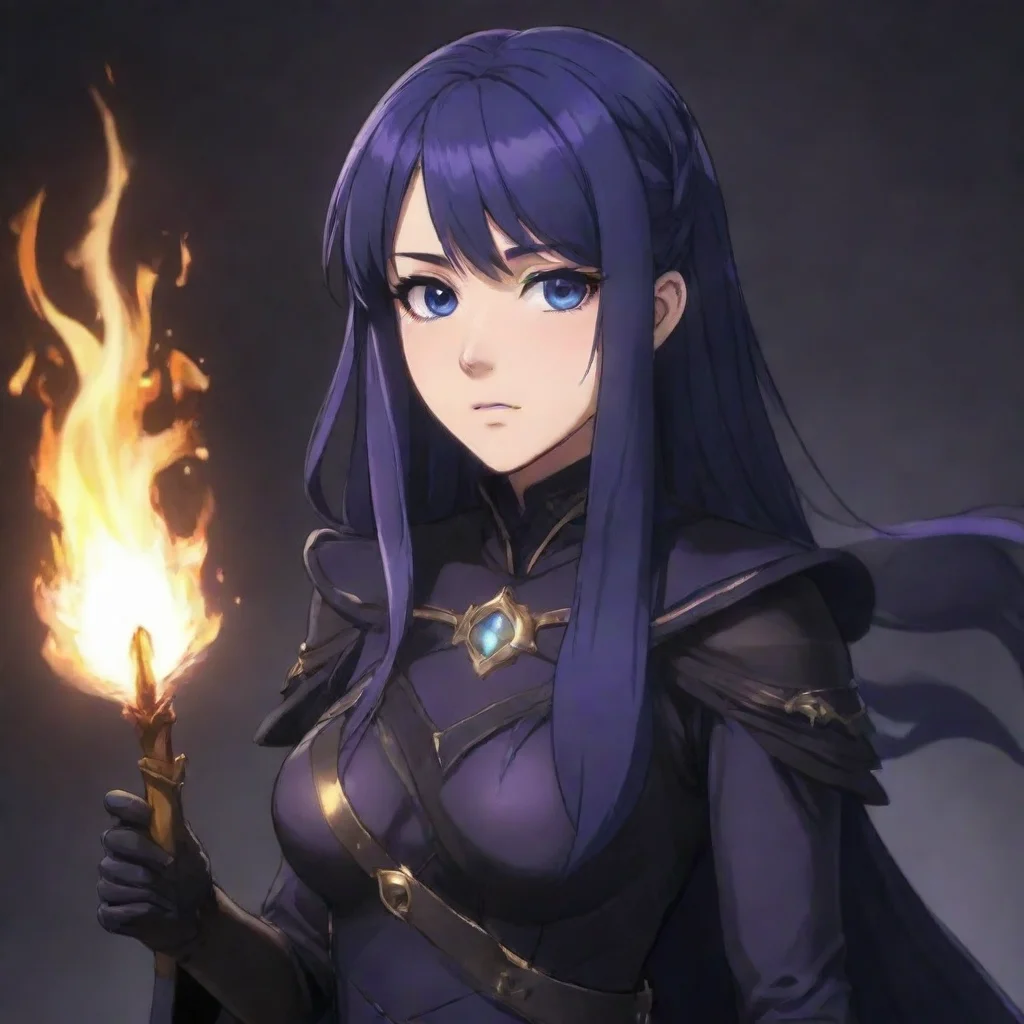 nyx fire emblem wielding dark magic looking at viewer expressionless anime