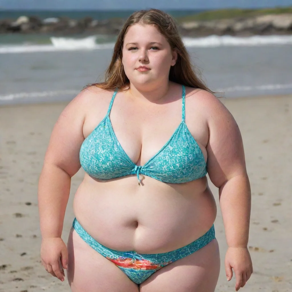 obese young girl in bikini