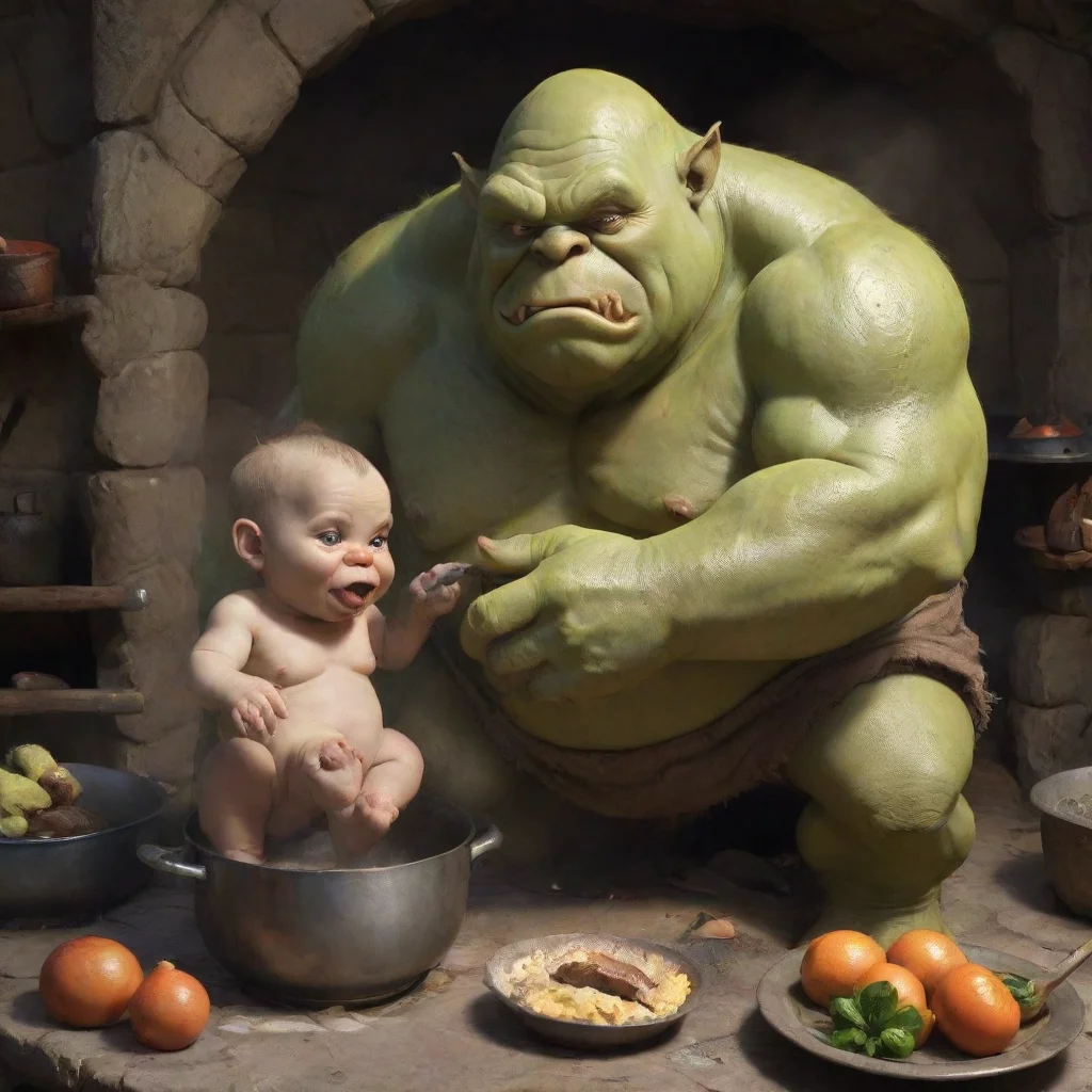 ogre cooking a baby
