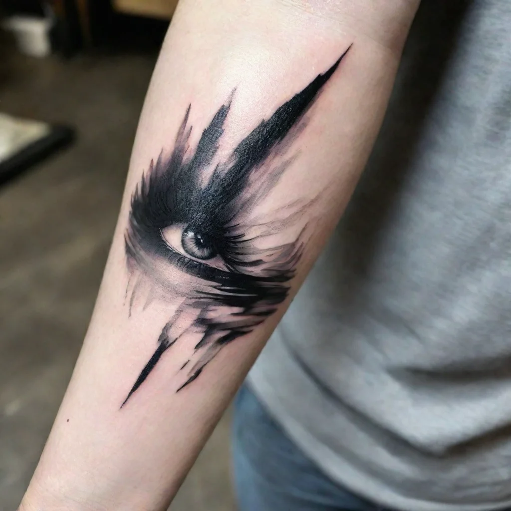 oil strokes fine line black and white tattoo