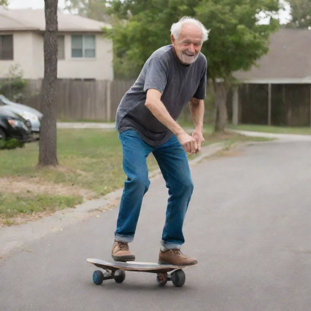 aiold man riding a ripstick