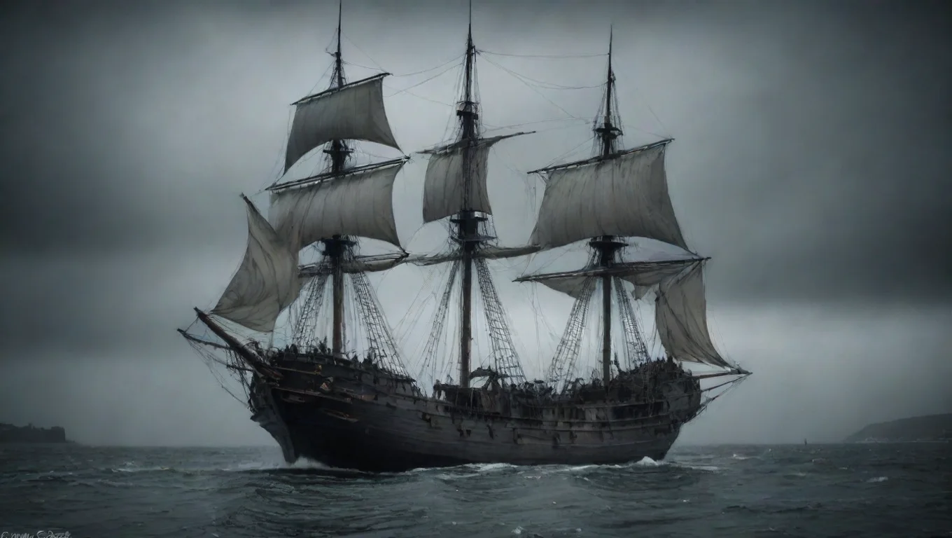 old sailing vessel leaving harbour dark horror vibe 1800 widescreen