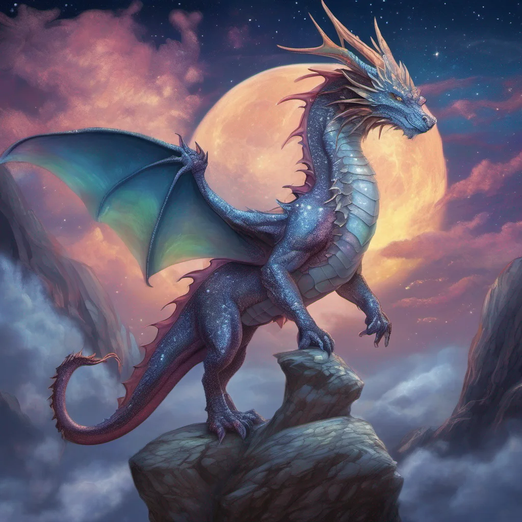 opal dragon fantasy art night sky