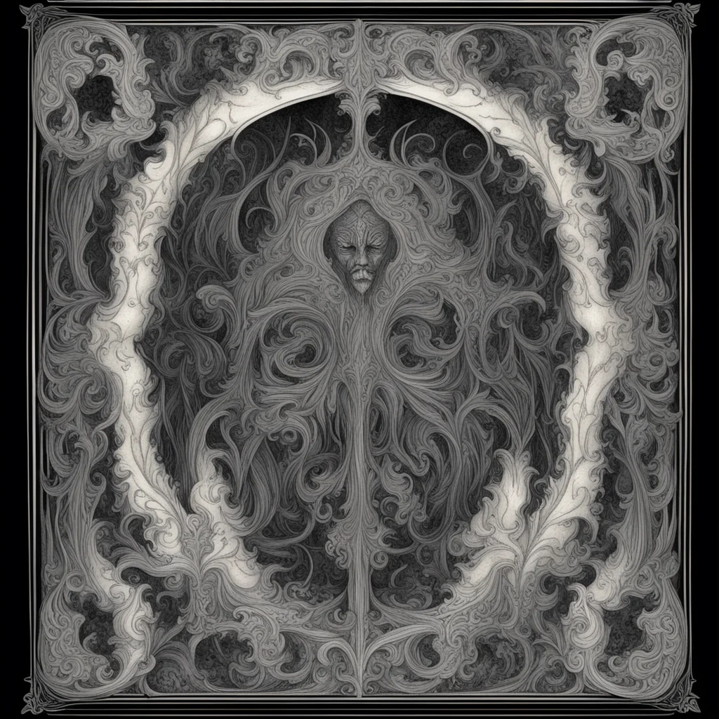 ornate bookplate dark spirit