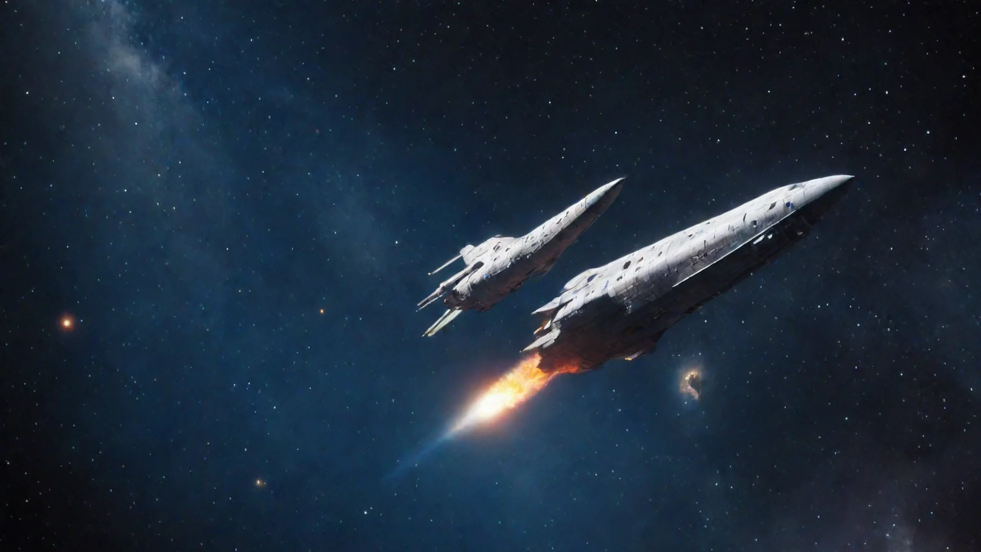 outer space stars and spaceship  wide
