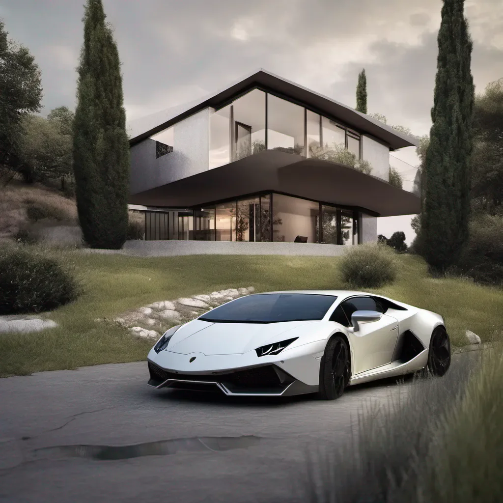 paisaje con una casa moderna y un lamborghini amazing awesome portrait 2