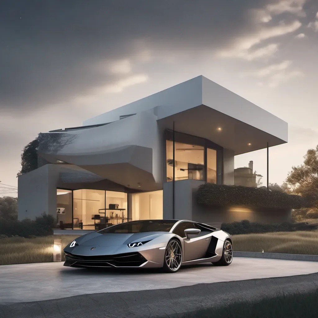 paisaje con una casa moderna y un lamborghini good looking trending fantastic 1