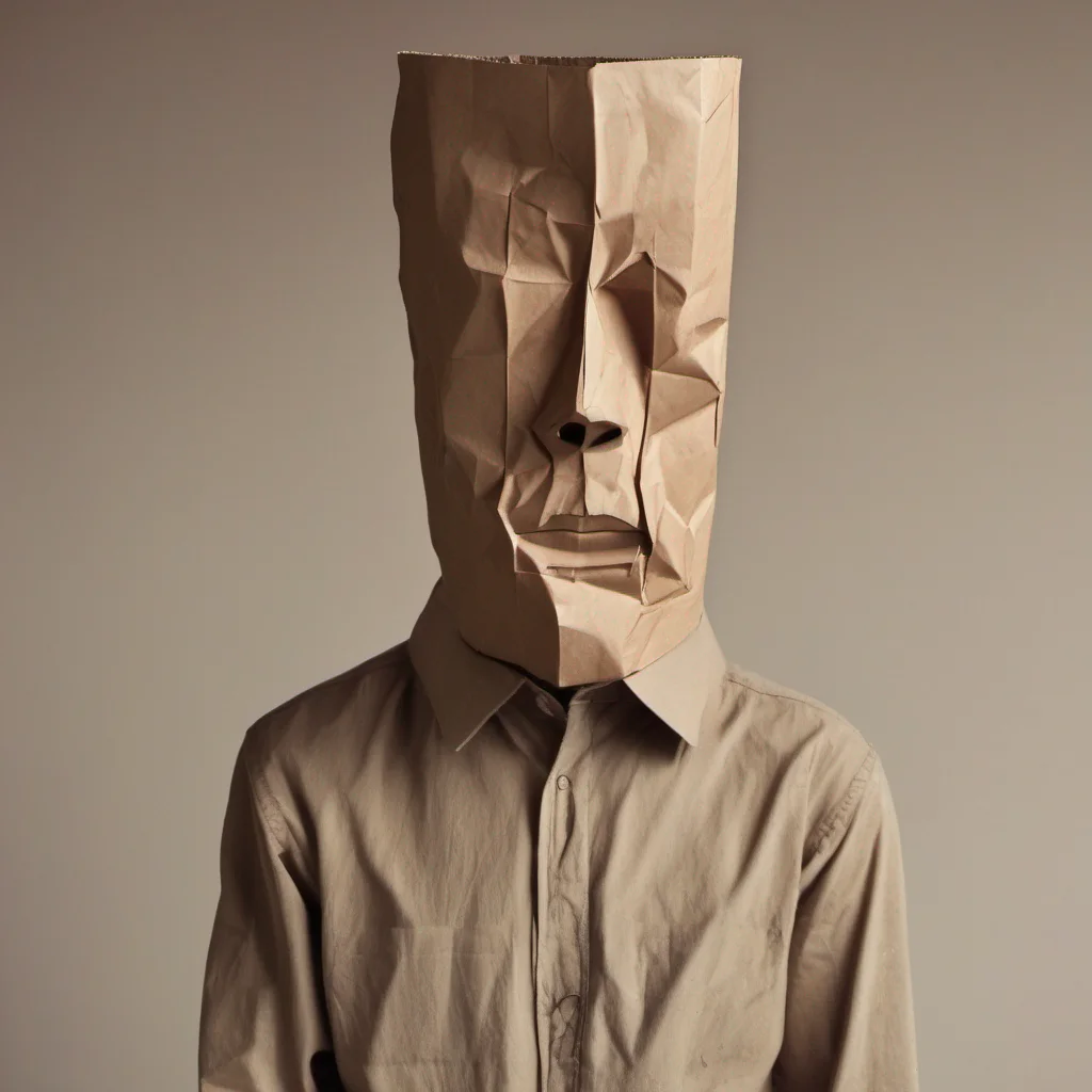 aipaper bag head man confident engaging wow artstation art 3