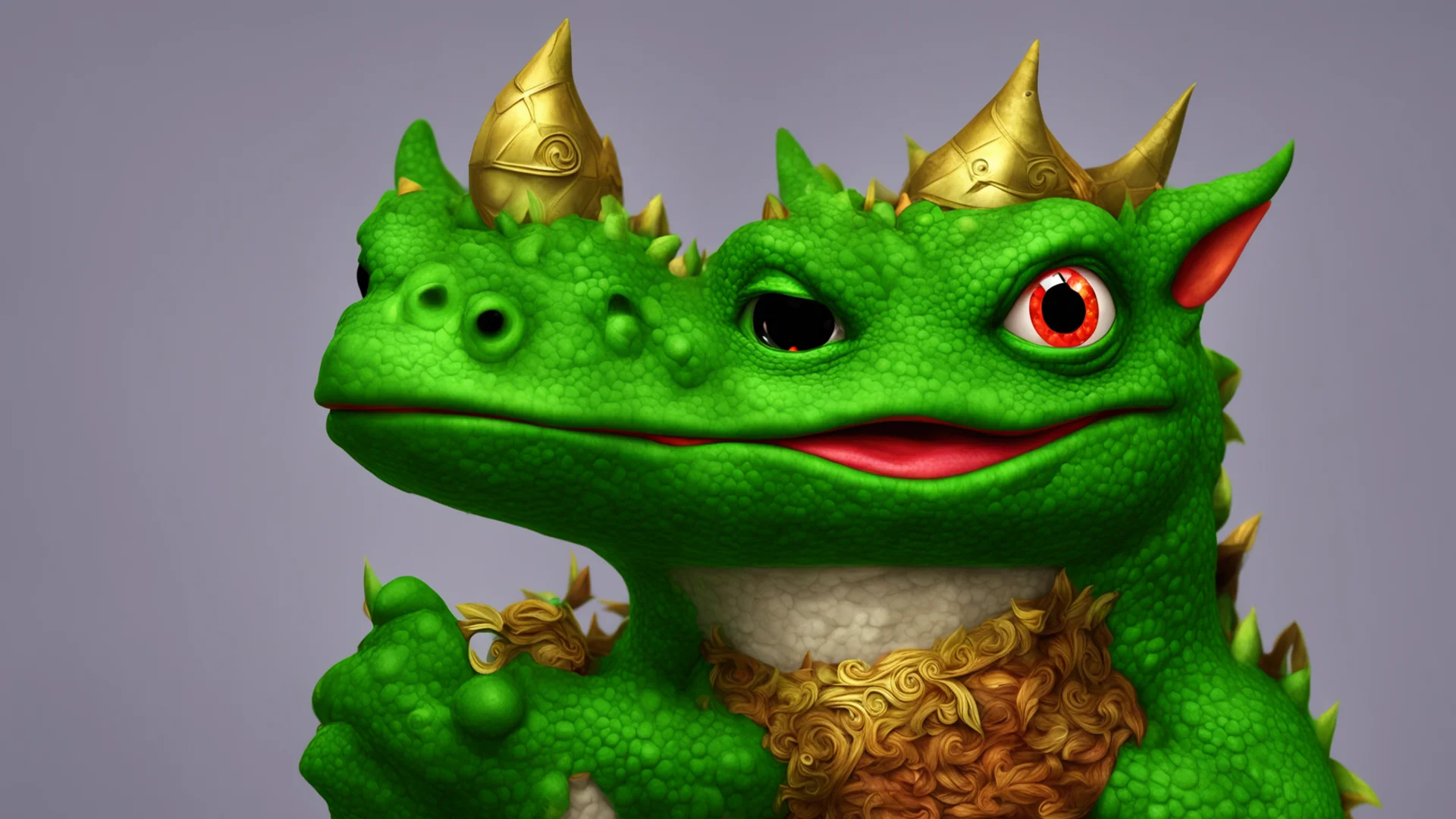 pepe the dragon king confident engaging wow artstation art 3 wide