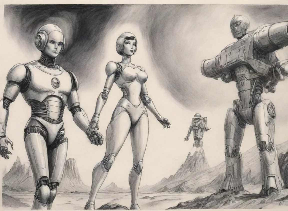 aiperry rhodan robots and spacegirl ink drawing landscape43