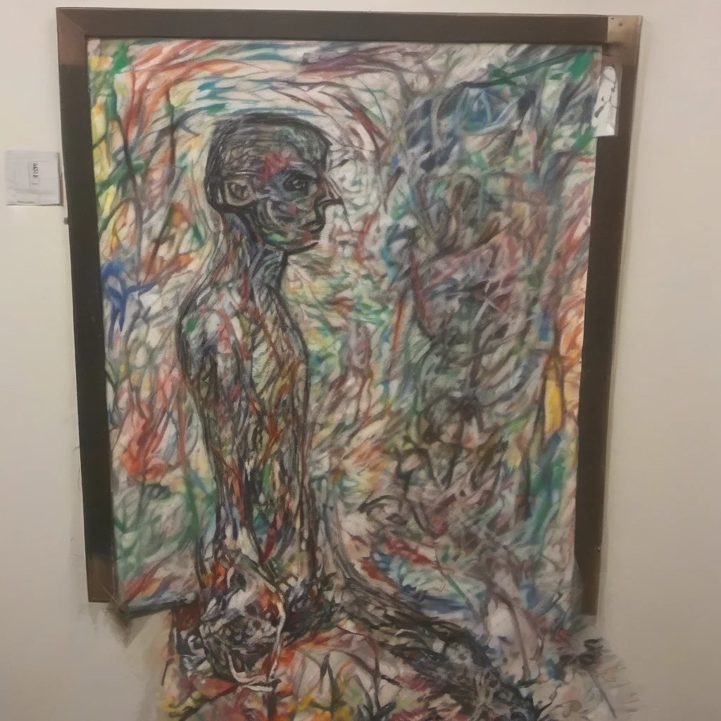 person at final stages of schizophrenia. he is in an asylum. his art is almost abstract  confident engaging wow artstation art 3
