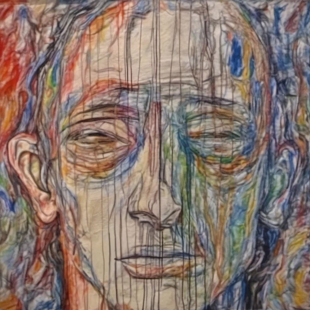 person at final stages of schizophrenia. he is in an asylum. his art is almost abstract  good looking trending fantastic 1