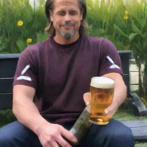 aipicture of brad pitt holding a beer