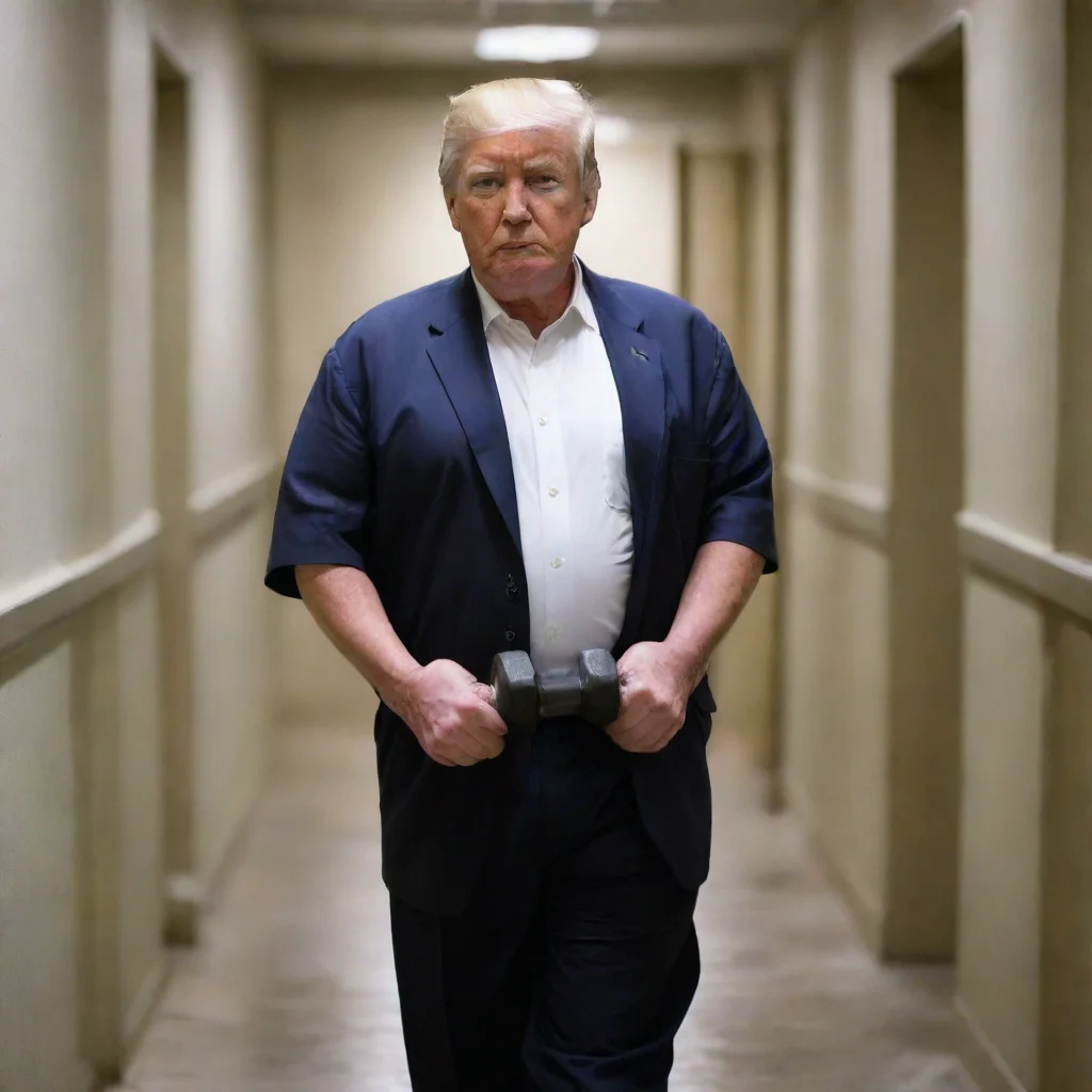 aipicture of donald trump in prison carrying weights