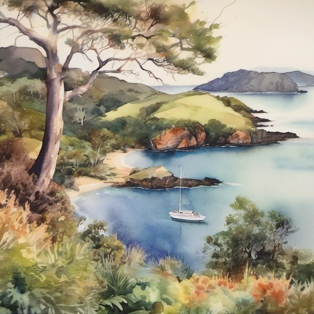 picturesque landscape watercolor beautiful colorful tones bay of islands grace stunning
