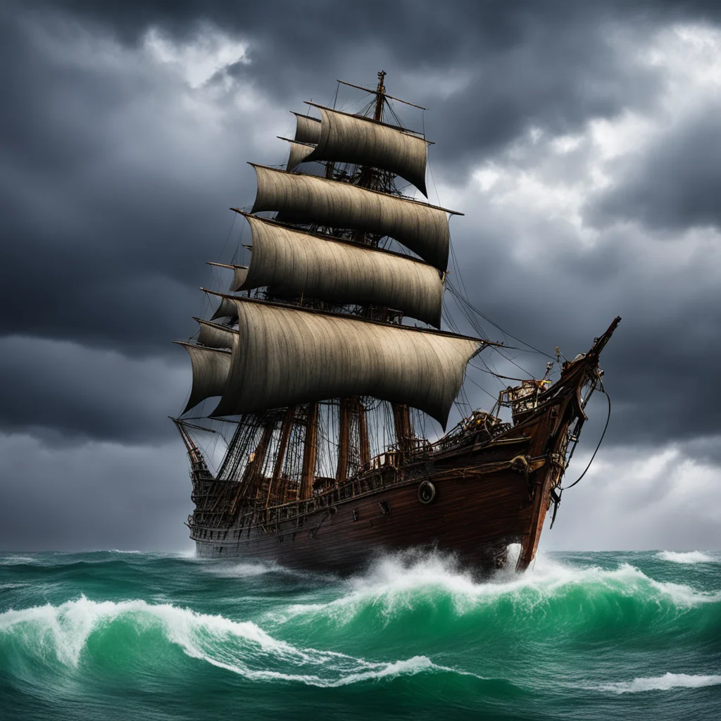 aipirate ship in a storm confident engaging wow artstation art 3