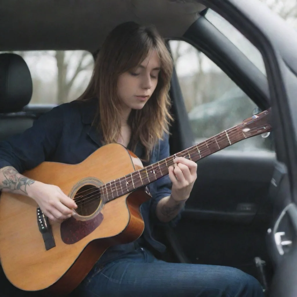 playing guitare in a car