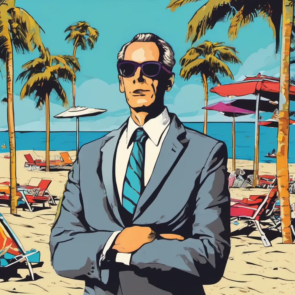 pop art banker at the beach amazing awesome portrait 2