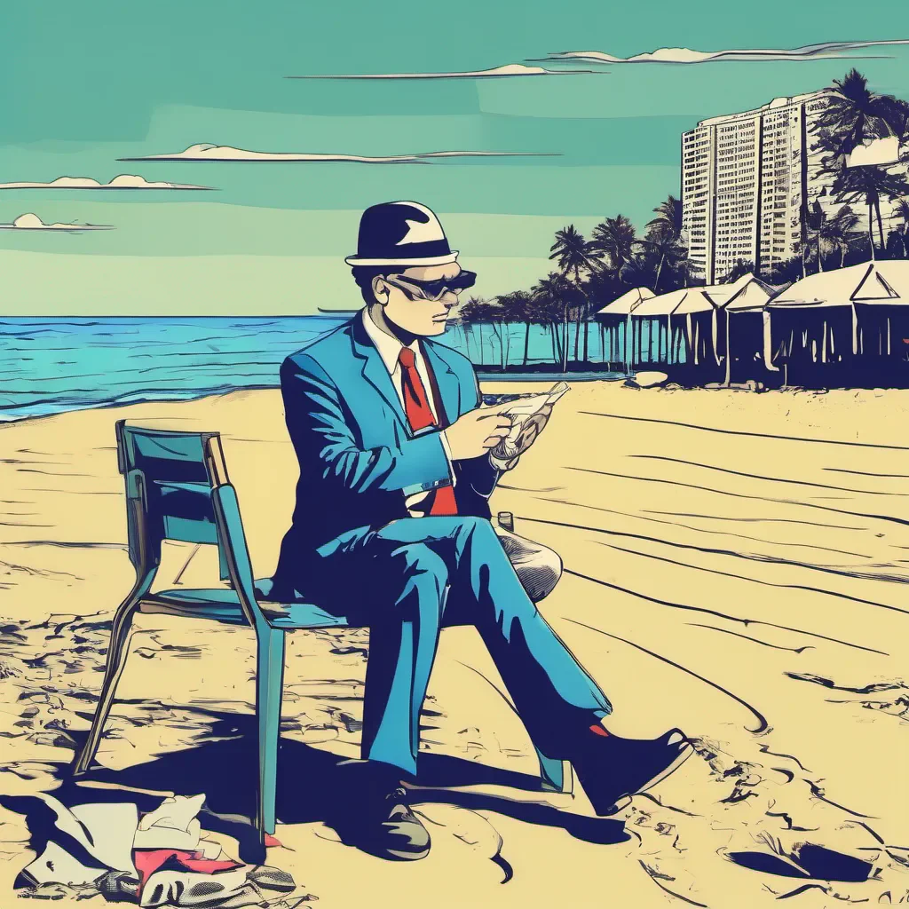 pop art banker at the beach confident engaging wow artstation art 3