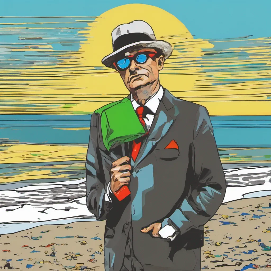 pop art banker at the beach