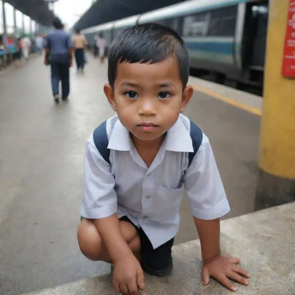 potret realistik anak yang melengkung dan berdada dengan percaya diri menarik seni stasiun seni