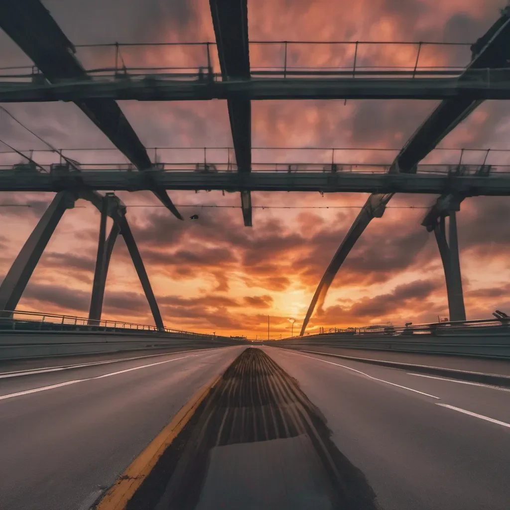aipov from me looking at a person taking a picture from a bridge to the sunset in a highway confident engaging wow artstation art 3