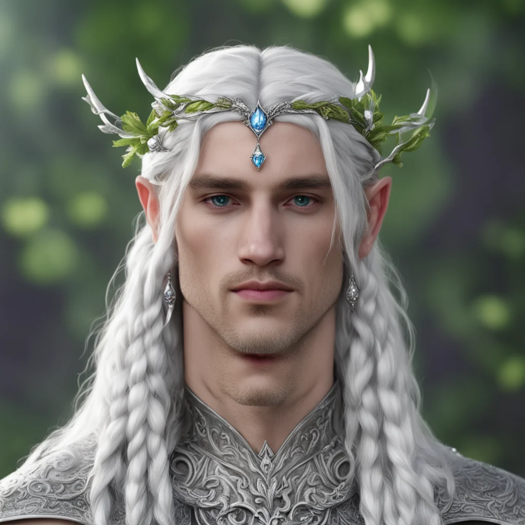 prince celeborn with braids wearing silver leaf and diamond berry elvish circlet