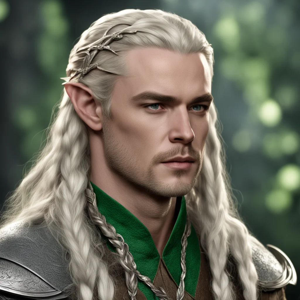 prince legolas with braids wearing silver elven circlet with diamonds good looking trending fantastic 1
