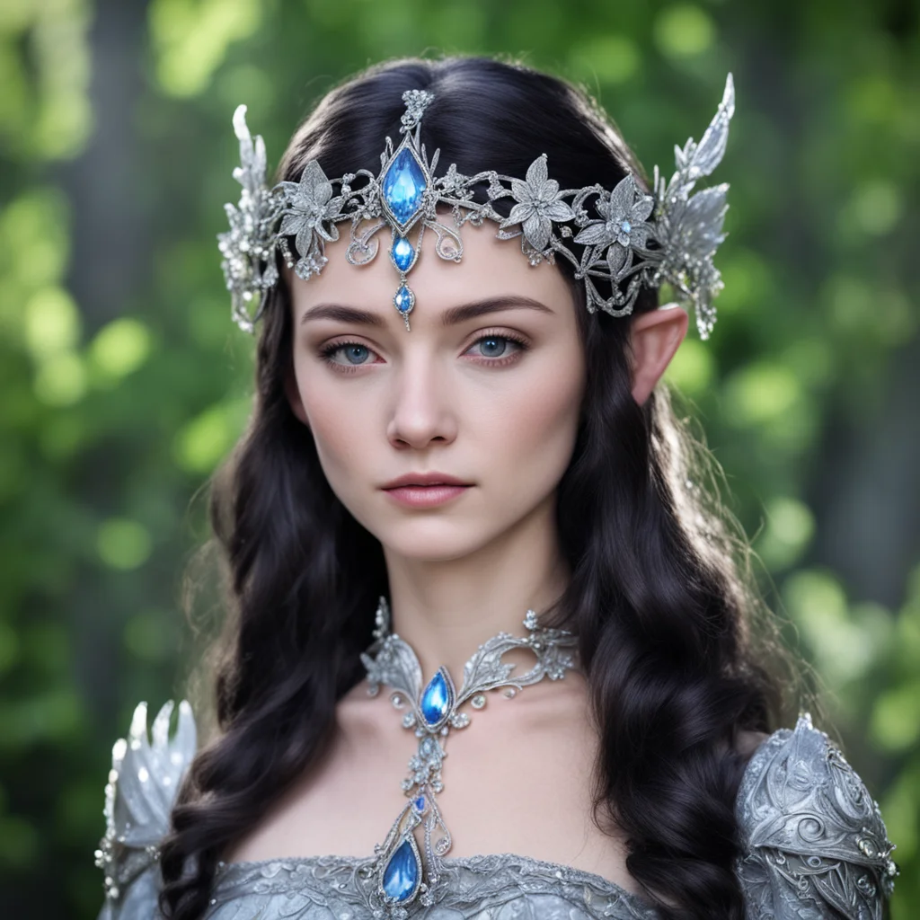 princess luthien wearing silver flower elven circlet with diamonds good looking trending fantastic 1