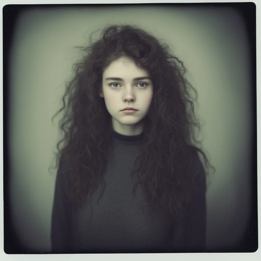 aiproud girl  18 yo hairy     dark gloomy studio portrait  polaroid good looking trending fantastic 1
