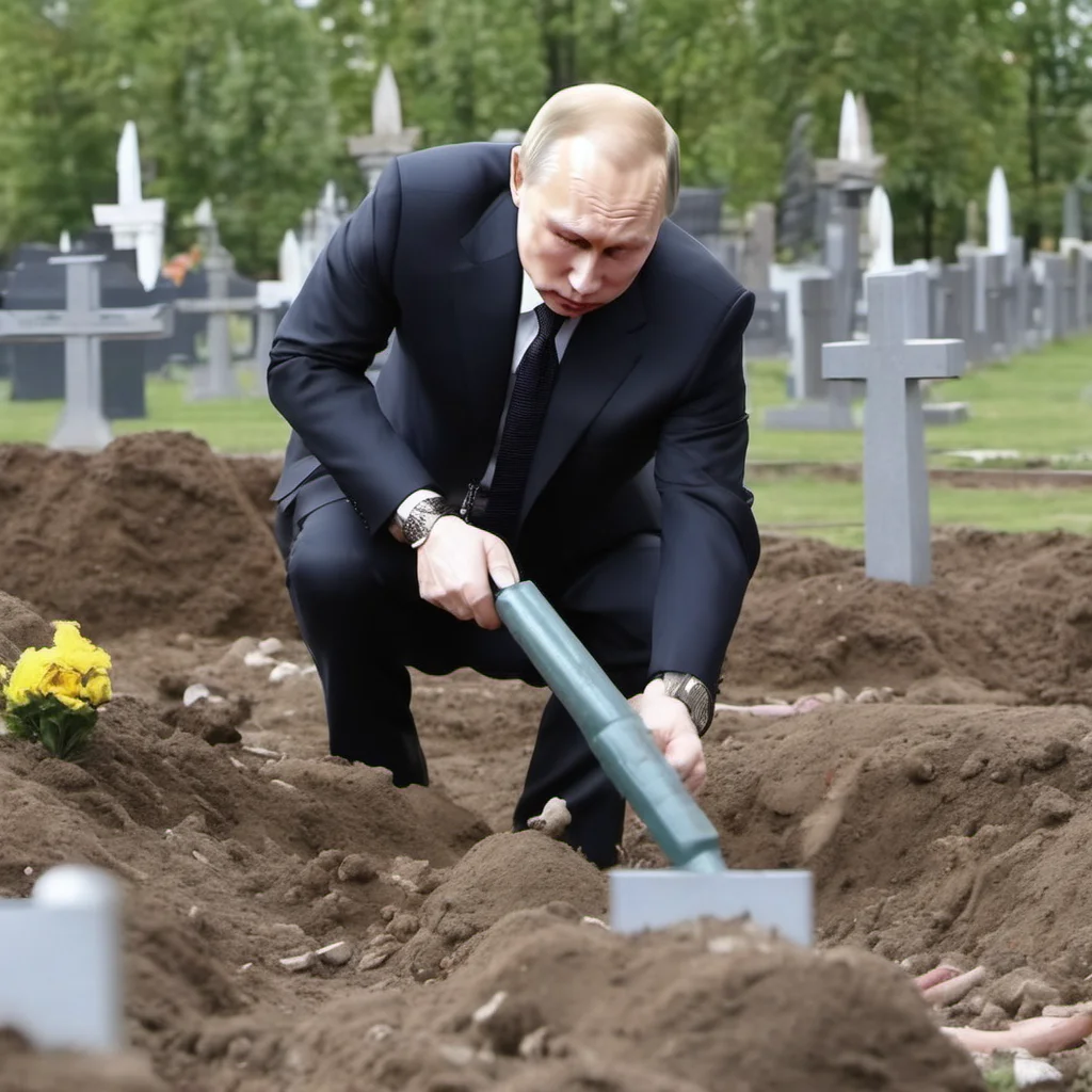aiputin digging a grave in graveyard