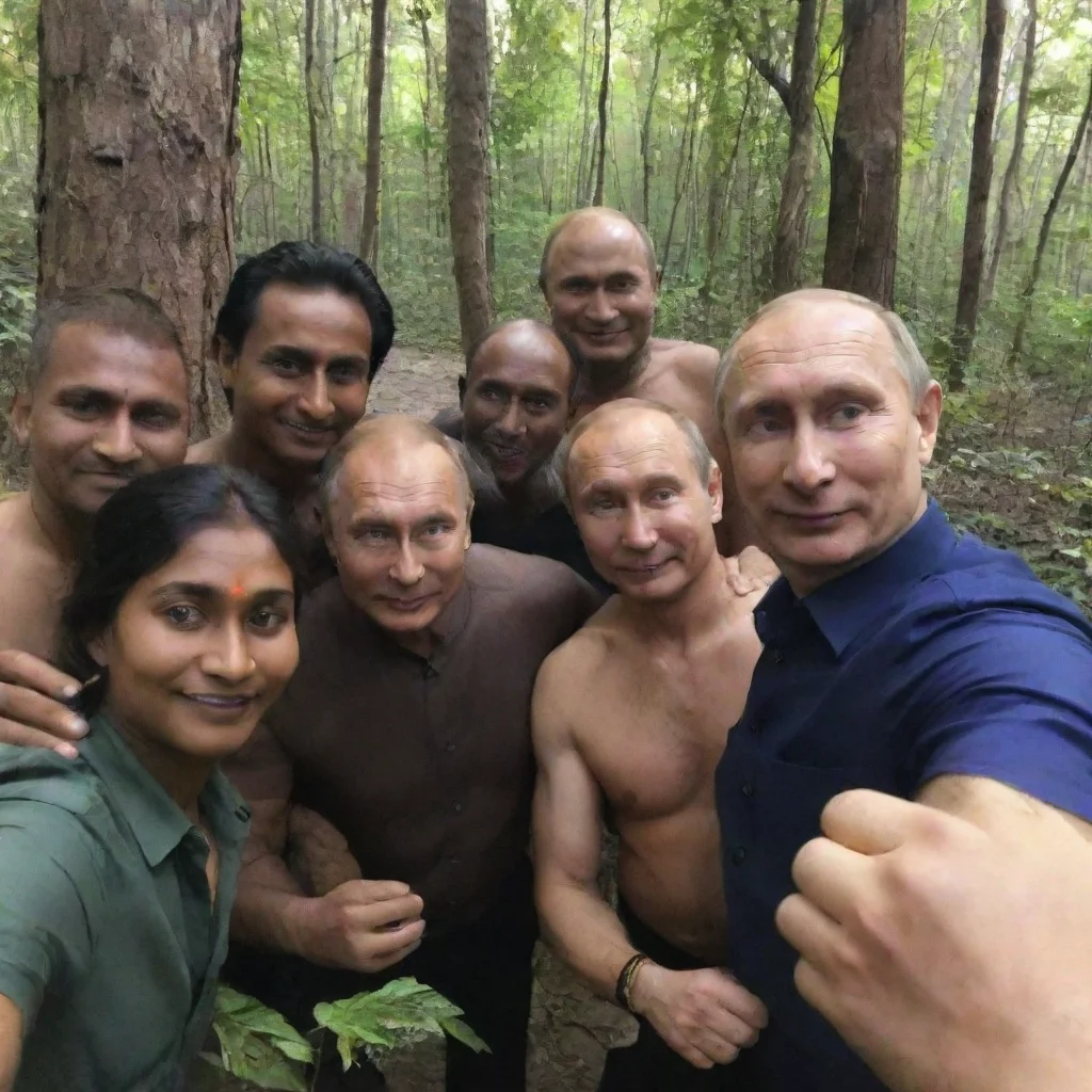 aiputin si fa un selfie con degli indiani nella selva oscura