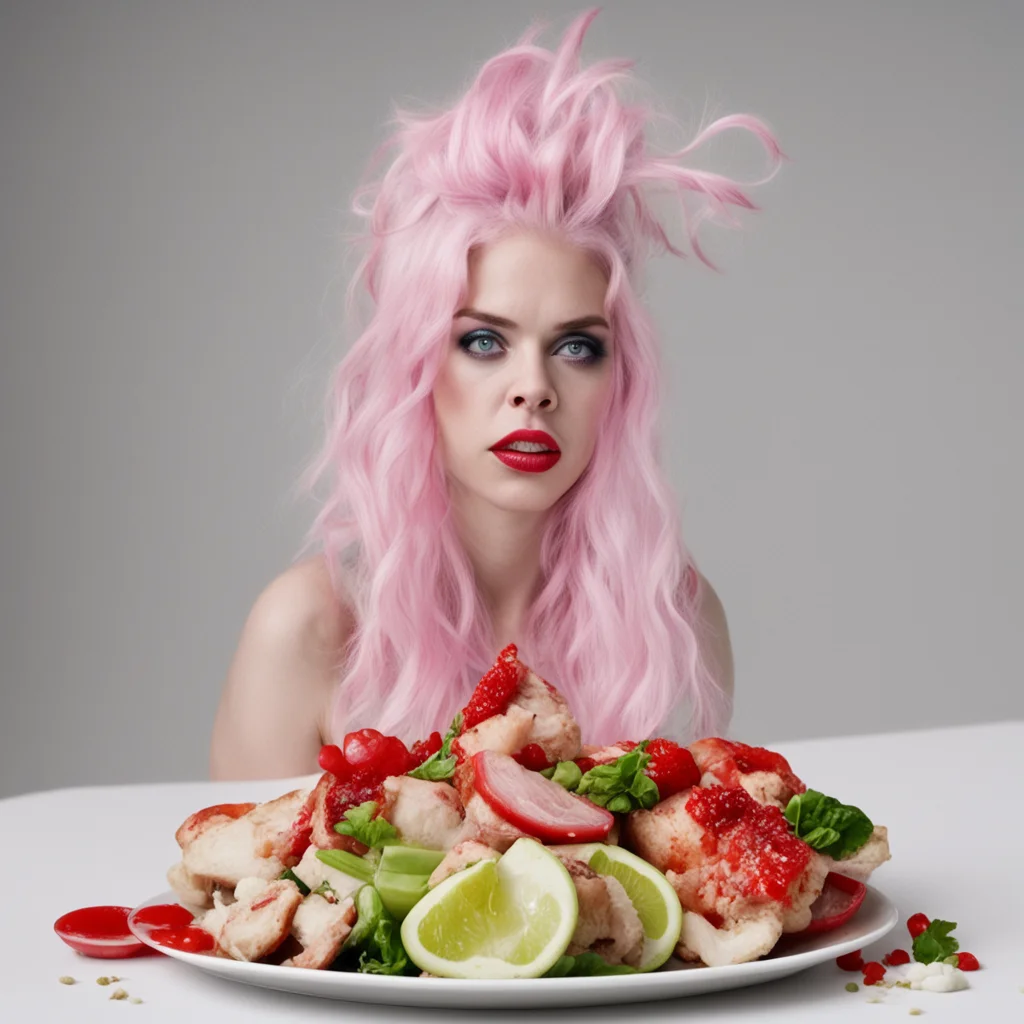 quiero que me generes una imagen donde salga billie ellish siendo alimentada por la fuerza mientras va creciendo su panza good looking trending fantastic 1