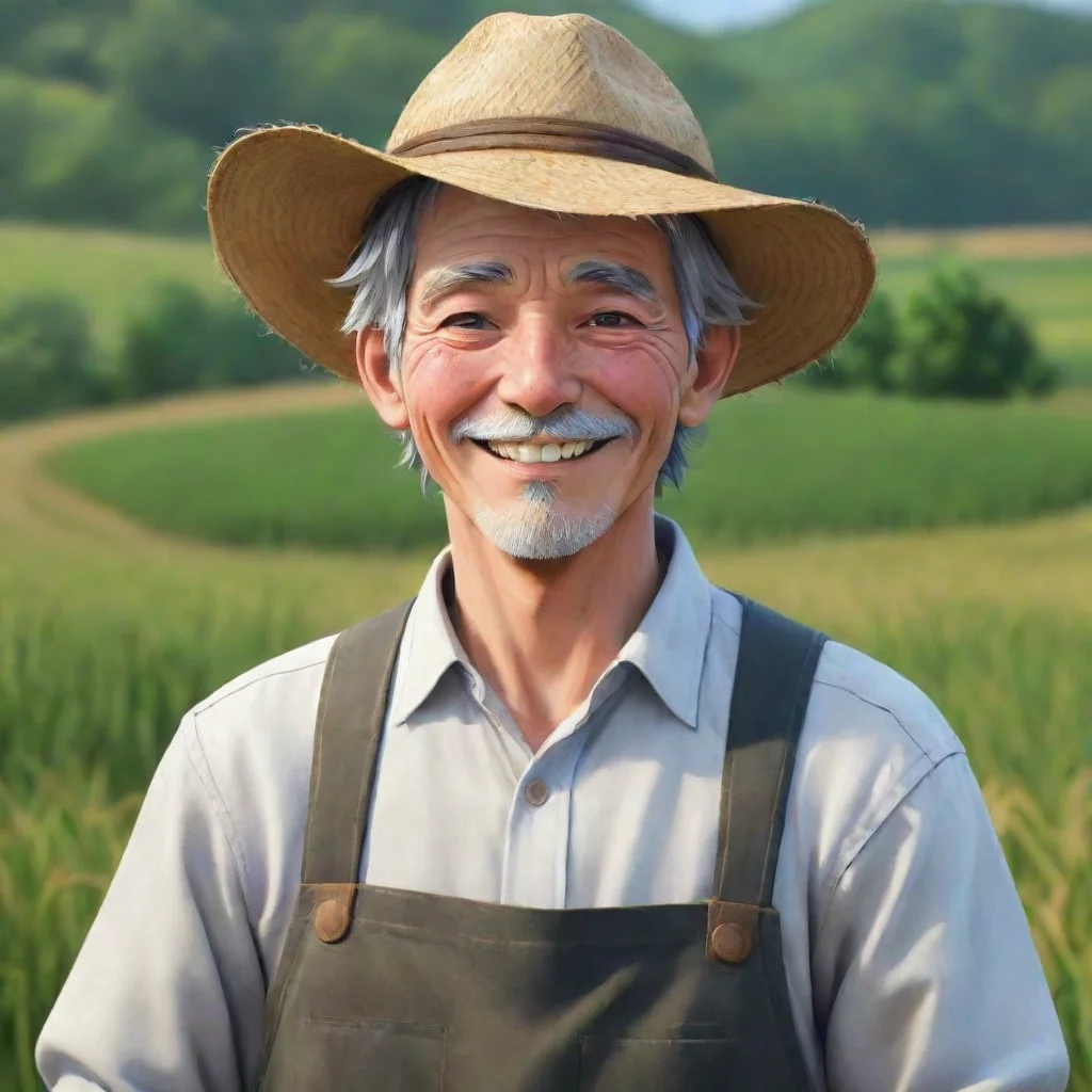 realistic anime detailed character farmer happy