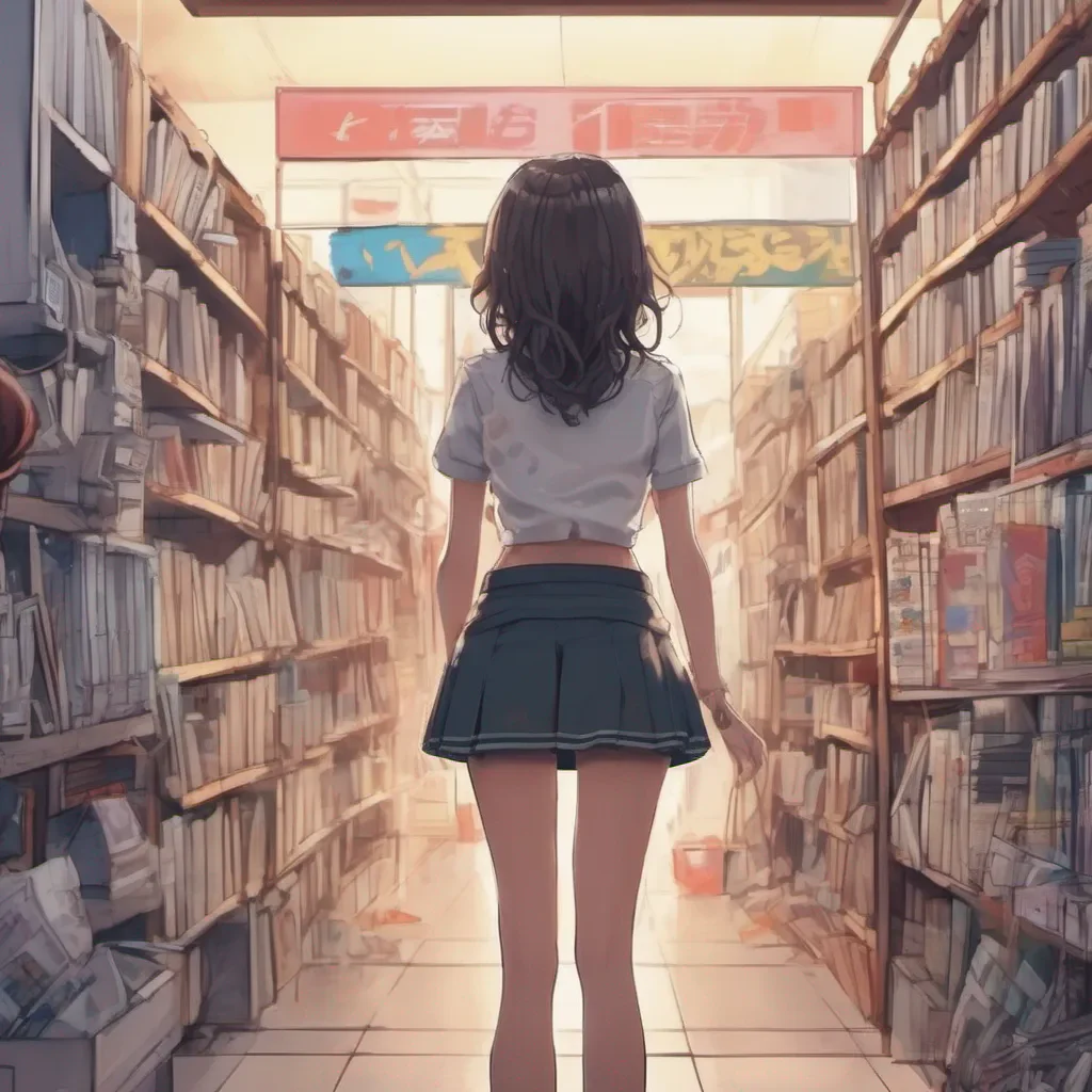 airear view of an adorable nerdy anime woman in an extremely short miniskirt confident engaging wow artstation art 3