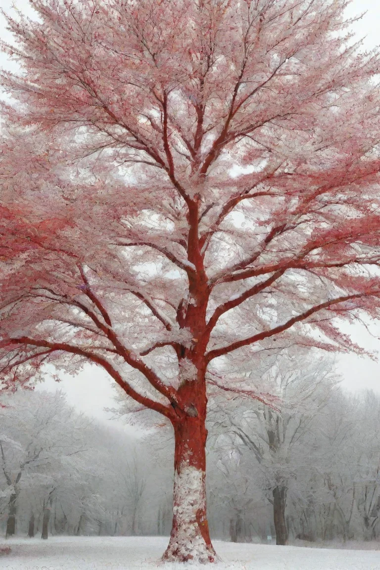 red and white tree portrait