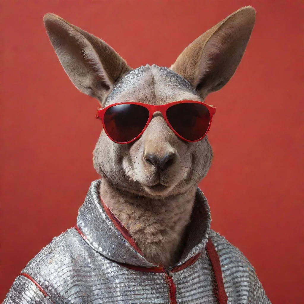 aired background kangaroo wearing chainmail coif and aviators