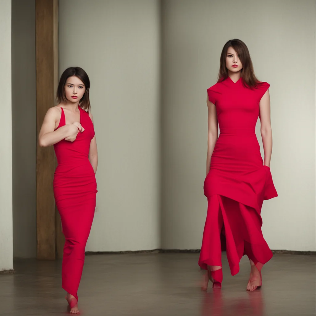 red dress girl punished a boy with whipping