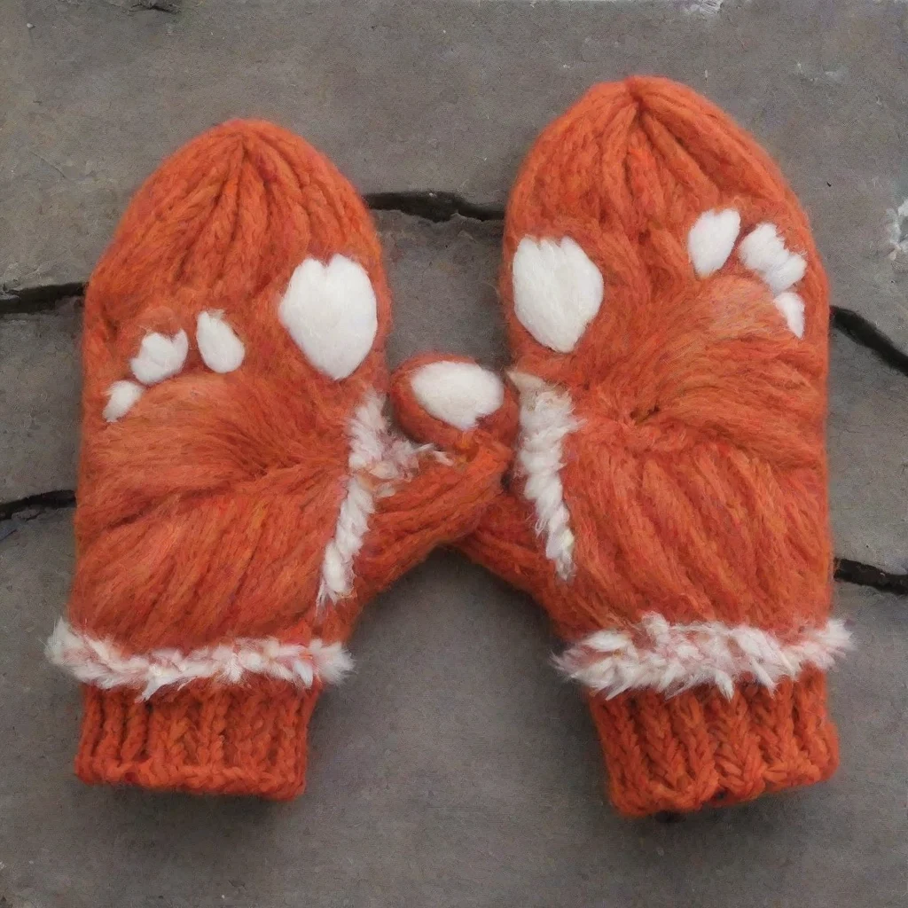 red fox paw mittens