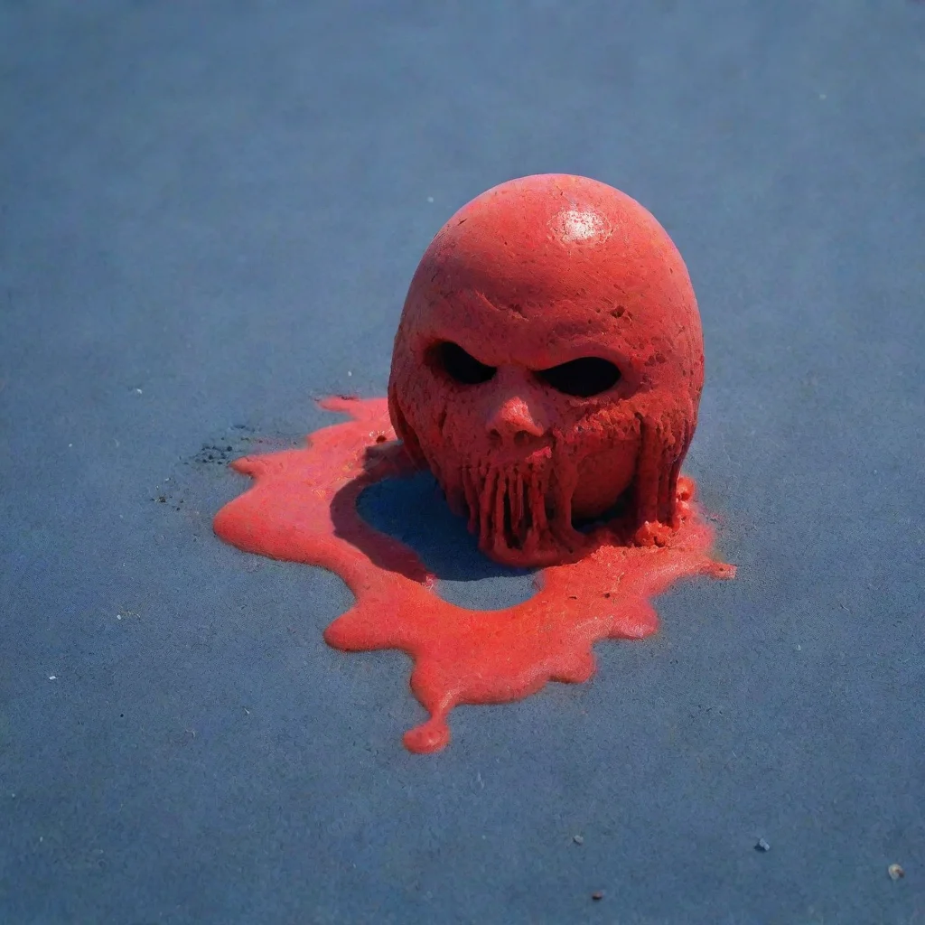 aired iceream that looks like the devil melting on blue sand