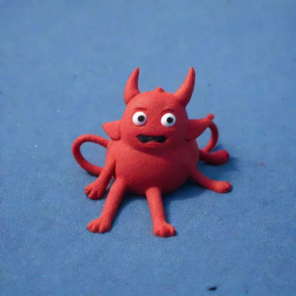 aired toy devil lying on blue sand
