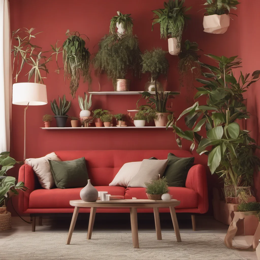 aired wall in living room with plants and a beige couch confident engaging wow artstation art 3