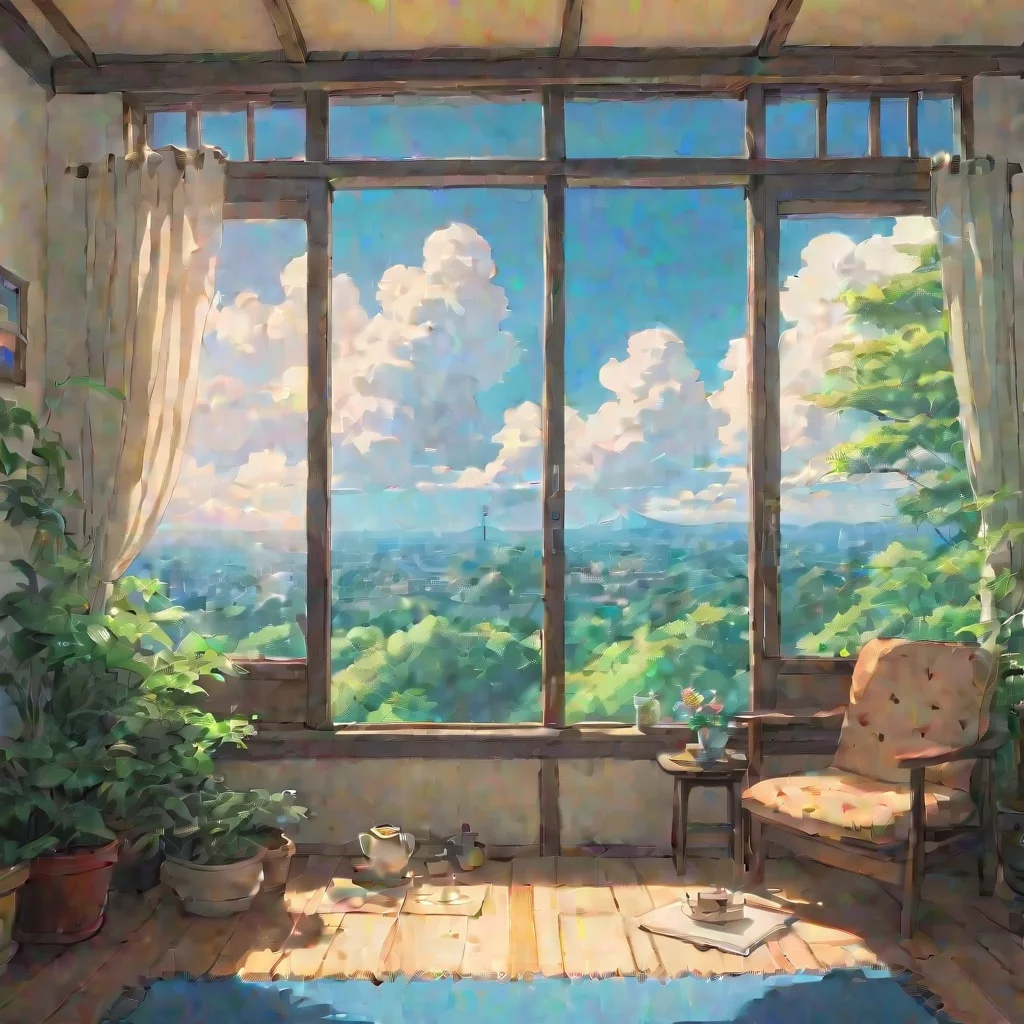 airelaxing environment studio ghibli calming lowfi calm bright clear crisp sun sky